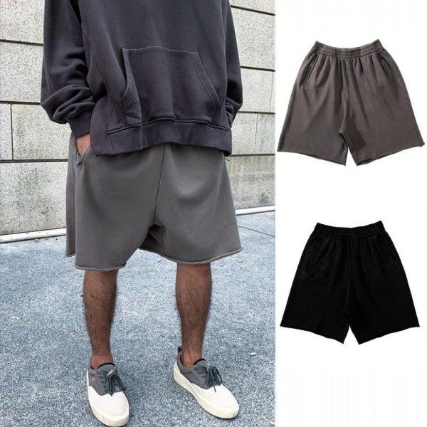 Cotton yeezy Sports Grey Shorts Men's High Street 