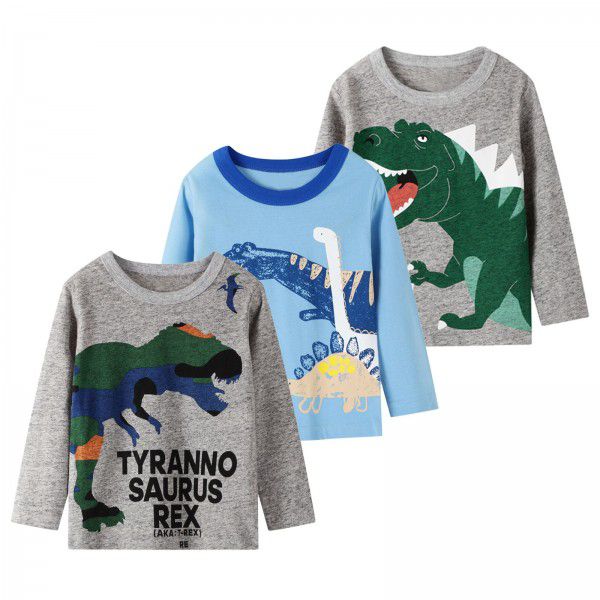 Autumn new European and American style brand children's t-shirt knitted children's bottom shirt cartoon long-sleeved children's t-shirt 