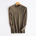 Half High Collar Open Shoulder Top Fashion Stretch Casual Bottom Shirt Long Sleeve Men's T-Shirt 