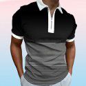 Autumn New Men's POLO Shirt Men's Casual Short Sleeve Polo T-shirt 3D Print Short Sleeve Zipper POLO 