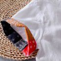 Men's casual linen short sleeved shirt White loose beach trendy men's patchwork cotton linen shirt T-shirt 