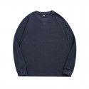 Waffle Long Sleeve T-shirt Men's Heavyweight Round Neck Loose Base Solid T-shirt 