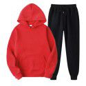 Spring and Autumn Men's Casual Solid Hooded Sportswear Couple Set Slim Fit Fashion Set 