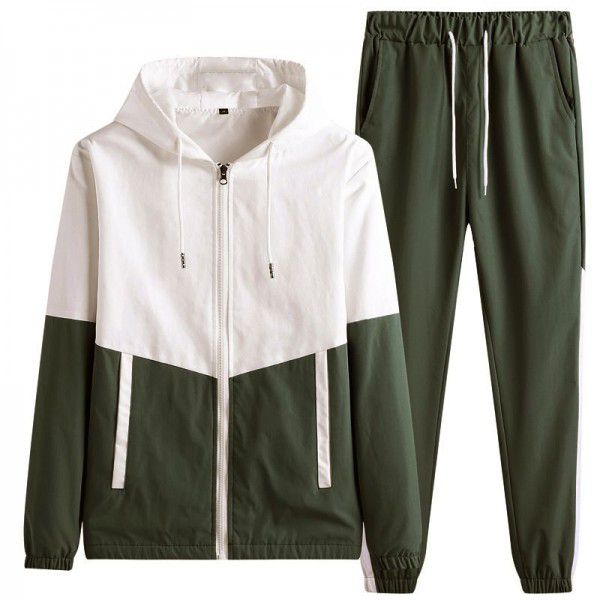 Spot Japanese tooling suit Spring and autumn men's trousers sports coat two-piece set for youth China-Chic street 