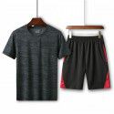 Summer Men's Loose T-shirt Running Casual Short Sleeve Crew Neck Shorts Sports Set 