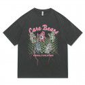 Summer Hong Kong-style bear short-sleeved t-shirt men's ins trend loose lovers half-sleeved casual casual casual casual T-shirt clothes trend 