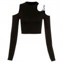 Street Fashion Summer New Product Women's Dress Slim Fit Sexy Off Shoulder Long Sleeve Round Neck Short T-shirt Women