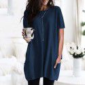 Summer New European and American Short Sleeve Casual Pocket T-shirt Top Women 