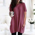 Summer New European and American Short Sleeve Casual Pocket T-shirt Top Women 
