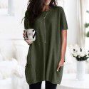 Summer New European and American Short Sleeve Casual Pocket T-shirt Top Women 