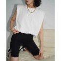 Summer French white right-angled shoulder vest, camisole, female minority design, thin shoulder pad, sleeveless T-shirt, loose top 