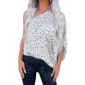 White Leopard Asymmetric One Shoulder Chiffon Top for Women Amazon Cross border Fashion Versatile Top