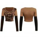 Women's tight fitting long sleeved T-shirt fake street hip-hop sports casual bottom shirt