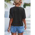 Spring/Summer New Product Hot Selling V-Neck Dot Jacquard Short Sleeve T-shirt Casual Top for Women