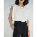Summer French white right-angled shoulder vest, camisole, female minority design, thin shoulder pad, sleeveless T-shirt, loose top 
