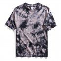 Men's tie dyed t-shirt, shoulder length, pure cotton, loose sleeved, European and American men's heavy duty t-shirt, round neck, trendy brand top