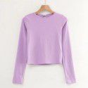 T-shirt Sexy Water Drops Large Open Back Fashion Women's Autumn and Winter Solid Round Neck Short Fit Top 