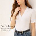 Summer Women's New Western Style Cotton V-neck Short Sleeve Short Sleeve Slim Fit Top T-shirt for Women