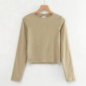 T-shirt Sexy Water Drops Large Open Back Fashion Women's Autumn and Winter Solid Round Neck Short Fit Top 