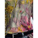 Summer flower printed short sleeved V-neck T-shirt for women