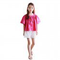New summer Korean children's wear off-the-shoulder middle and large children's top short-sleeved T-shirt girls 