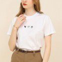 Summer new print short-sleeved t-shirt women's thin round neck cotton white cartoon top 