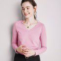 Summer New Underlay V-neck T-shirt Loose Solid and Simple
