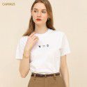 Summer new print short-sleeved t-shirt women's thin round neck cotton white cartoon top 