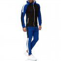 Spring and Autumn New Fashion Stripes Color-blocking Large Men's Hooded Sweater Sweatsuit 