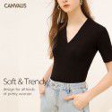 Summer Women's New Western Style Cotton V-neck Short Sleeve Short Sleeve Slim Fit Top T-shirt for Women