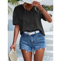 Spring/Summer New Product Hot Selling V-Neck Dot Jacquard Short Sleeve T-shirt Casual Top for Women