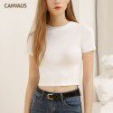 Women's new short style with navel exposed, short sleeved modal slim summer round neck T-shirt for women