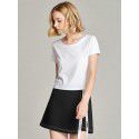 T-shirt Women's Short Cotton High Waist Summer Loose Simple Round Neck Korean Versatile Solid Color T-shirt 