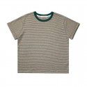 Stripe color matching short sleeved t-shirt for trendy women, pure cotton bottom shirt, summer loose design, and sense of top