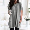 Summer New European and American Short Sleeve Casual Pocket T-shirt Top Women 