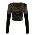 Women's tight fitting long sleeved T-shirt fake street hip-hop sports casual bottom shirt