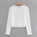 T-shirt Sexy Water Drops Large Open Back Fashion Women's Autumn and Winter Solid Round Neck Short Fit Top 