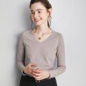 Summer New Underlay V-neck T-shirt Loose Solid and Simple