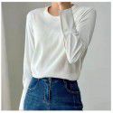 The same recommended white round neck long sleeved shirt sleeve design feels cautious, machine T-shirt, women's versatile top