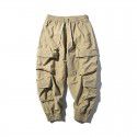 Spring Japanese Vintage Loose Leggings Casual Pants Men's US Solid Multi Pocket Workwear Pants 