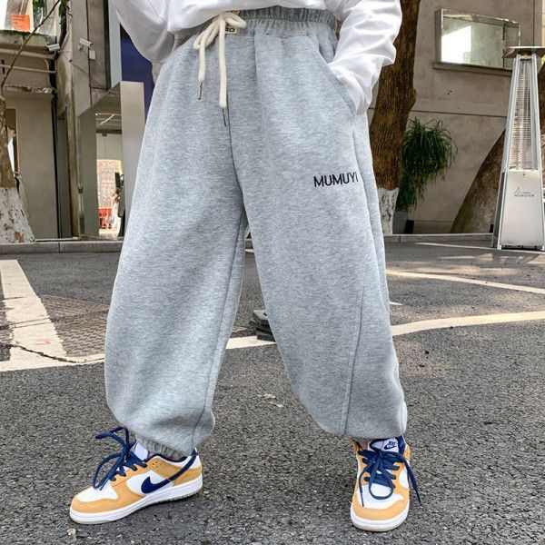 Boys' Baby Pants Spring Loose Fashionable New Children's Small and Middle School Children's Bundle Foot Guard Pants Sweatpants Pure Cotton 