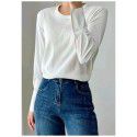 The same recommended white round neck long sleeved shirt sleeve design feels cautious, machine T-shirt, women's versatile top
