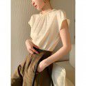 Summer short-sleeved shirt French fashion western-style satin short-sleeved retro court style female T-shirt top summer 