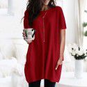 Summer New European and American Short Sleeve Casual Pocket T-shirt Top Women 