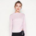 Spring New Silk Underlay Women's Long Sleeve T-shirt Silk Drawstring Slim Fit Medium High Neck Top 