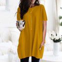 Summer New European and American Short Sleeve Casual Pocket T-shirt Top Women 
