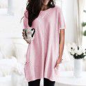 Summer New European and American Short Sleeve Casual Pocket T-shirt Top Women 