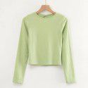 T-shirt Sexy Water Drops Large Open Back Fashion Women's Autumn and Winter Solid Round Neck Short Fit Top 