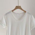 V-neck brushed T-shirt for women Spring New Style Korean Morandi Solid Versatile Short Sleeve T-shirt for women 