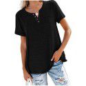Spring and Summer New Top V-neck Short Sleeve Pocket Loose T-shirt Women 